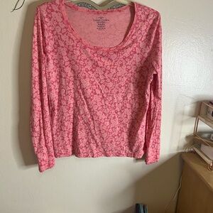 Faded Glory Pink Patterned Long Sleeve Tee